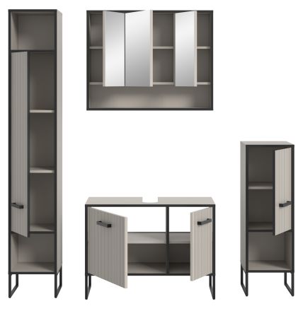 Badm�bel Set 4-teilig Scana in sand und schwarz Badkombination 170 x 192 cm, Soft-Close