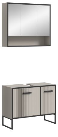 Badm�bel Set 2-teilig Scana in sand und schwarz Badkombination 80 x 192 cm, Soft-Close