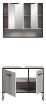Badm�bel Set 2-teilig Scana in sand und schwarz Badkombination 80 x 192 cm, Soft-Close