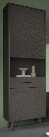Vitrine Madea in grau matt Vitrinenschrank 58 x 195 cm