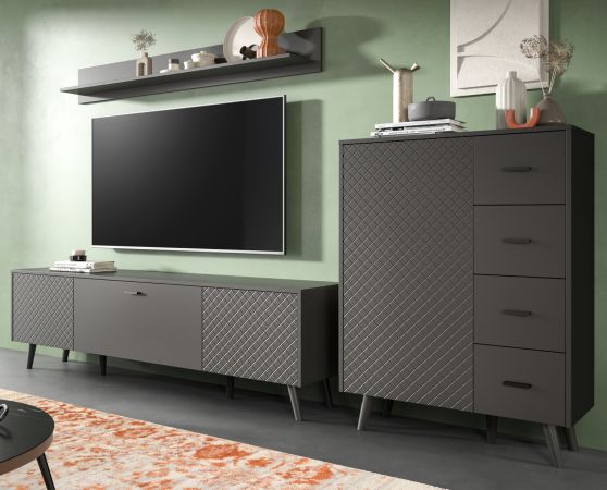 Wandboard Madea in grau matt Wandregal 160 cm B�cherregal