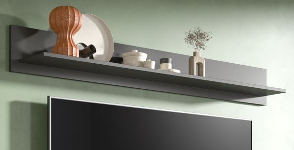 Wandboard Madea in grau matt Wandregal 160 cm B�cherregal