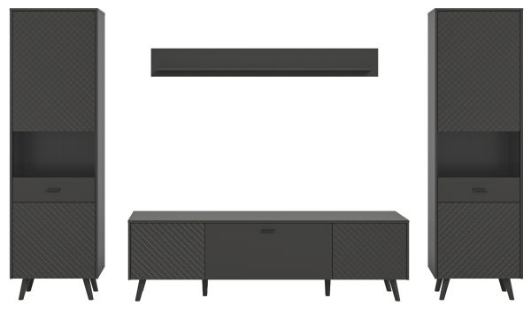 Wohnwand Madea in grau matt Wohnkombination 4-teilig 331 x 195 cm