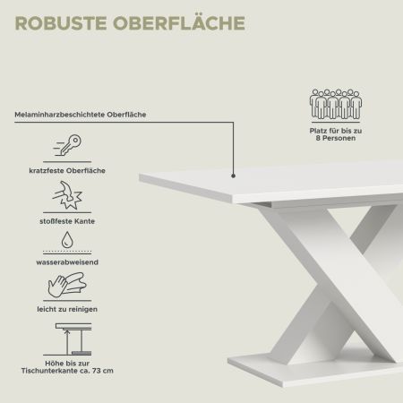 Esstisch Home-X in wei� Tisch ausziehbar 150 - 190 cm