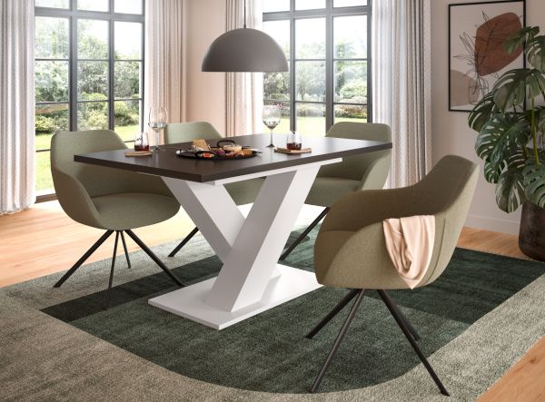 Esstisch Home-X in grau und wei� Tisch ausziehbar 150 - 190 cm