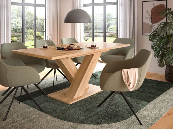 Esstisch Home-X in Artisan Eiche Tisch ausziehbar 150 - 190 cm