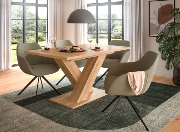 Esstisch Home-X in Artisan Eiche Tisch ausziehbar 150 - 190 cm