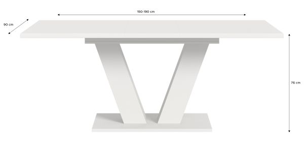 Esstisch Home-X in wei� Tisch ausziehbar 150 - 190 cm
