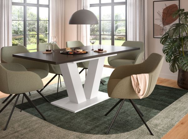 Esstisch Home-X in grau und wei� Tisch ausziehbar 150 - 190 cm