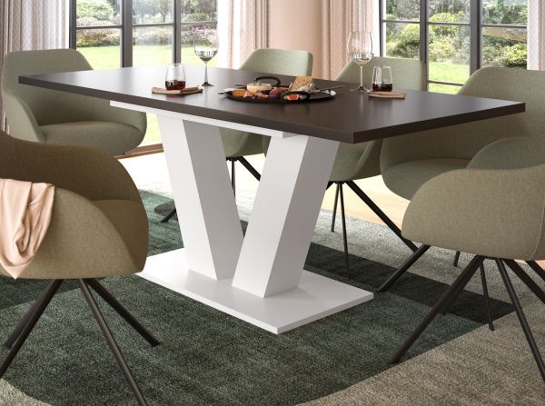 Esstisch Home-X in grau und wei� Tisch ausziehbar 150 - 190 cm