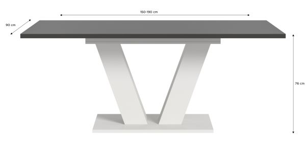 Esstisch Home-X in grau und wei� Tisch ausziehbar 150 - 190 cm