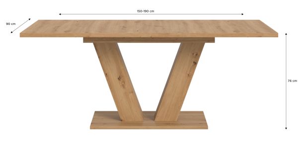 Esstisch Home-X in Artisan Eiche Tisch ausziehbar 150 - 190 cm