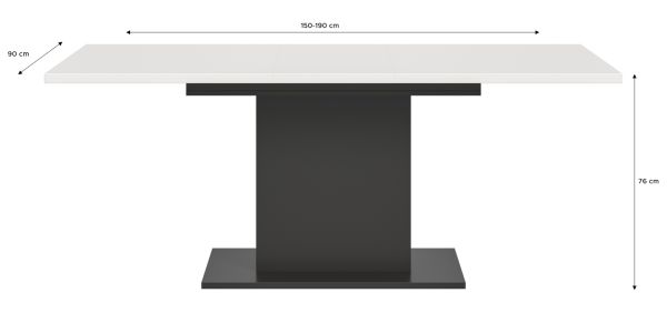Esstisch Home-X in wei� und grau S�ulentisch ausziehbar 150 - 190 cm