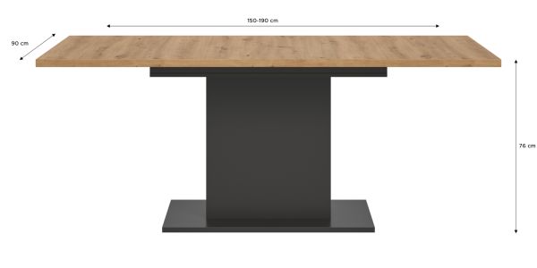 Esstisch Home-X in Artisan Eiche und grau Tisch ausziehbar 150 - 190 cm