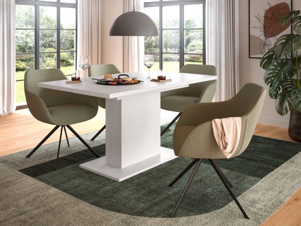 Esstisch Home-X in wei� Tisch ausziehbar 150 - 190 cm