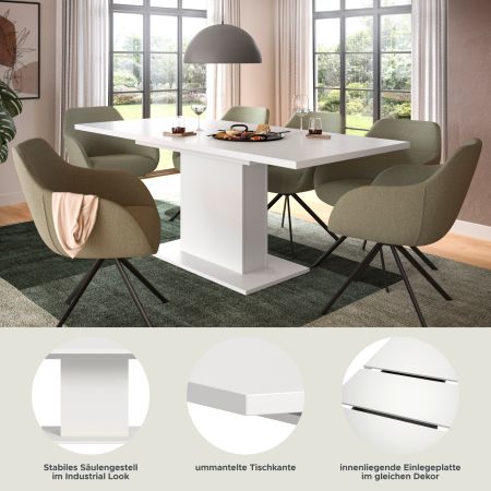 Esstisch Home-X in wei� Tisch ausziehbar 150 - 190 cm