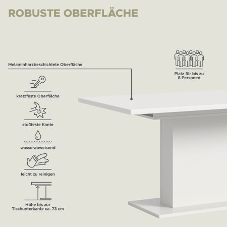 Esstisch Home-X in wei� Tisch ausziehbar 150 - 190 cm