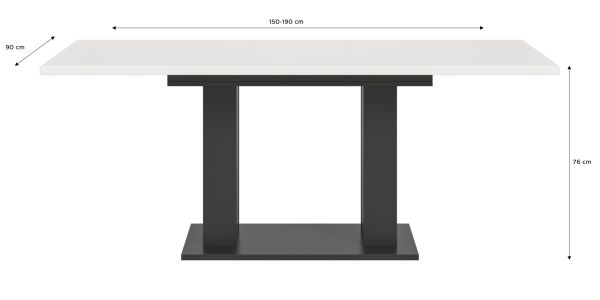 Esstisch Home-X in wei� und grau Tisch ausziehbar 150 - 190 cm