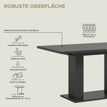 Esstisch Home-X in grau Tisch ausziehbar 150 - 190 cm