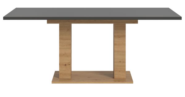 Esstisch Home-X in grau und Artisan Eiche Tisch ausziehbar 150 - 190 cm