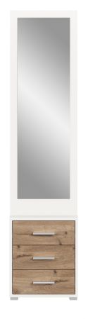 Kompaktgarderobe Pallas in wei� und Nox Eiche Garderobe mit Spiegel 45 x 190 cm