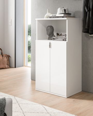 Kommode SystemX in wei� Hochglanz Flur Diele Mehrzweckschrank 61 x 110 cm