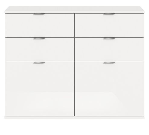 Kommode SystemX in wei� Hochglanz Flur Diele Mehrzweckschrank 110 x 85 cm