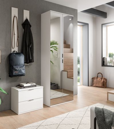 Garderobe Set 4-teilig SystemX in wei� Hochglanz Garderobenkombination 128 cm