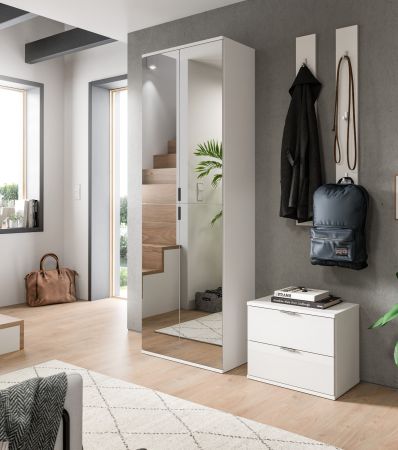 Garderobe Set 4-teilig SystemX in wei� Hochglanz Garderobenkombination 128 cm