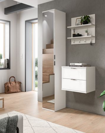 Garderobe Set 3-teilig SystemX in wei� Hochglanz Garderobenkombination 97 x 193 cm