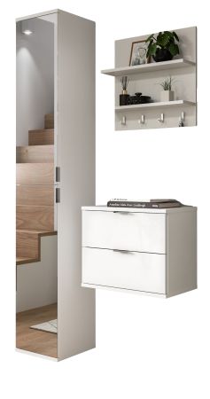 Garderobe Set 3-teilig SystemX in wei� Hochglanz Garderobenkombination 97 x 193 cm