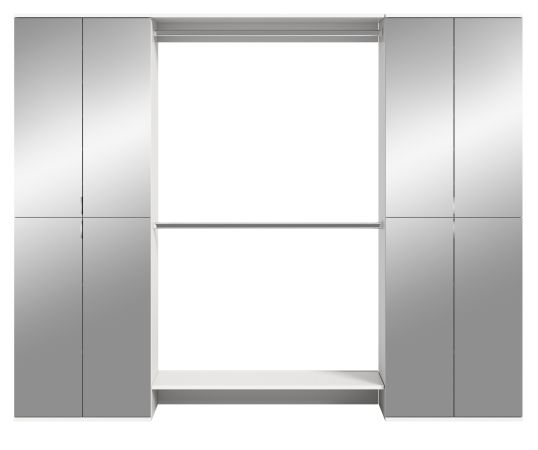 Garderobenschrank mit Spiegelt�r SystemX in wei� Schuhschrank 232 x 193 cm