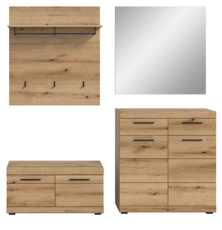 Garderobe Set 4-teilig Shawn in Evoke Eiche Garderobenkombination 195 x 197 cm
