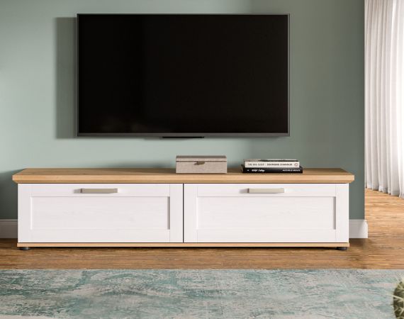TV-Lowboard Mirano in wei� L�rche und Eiche Artisan Landhaus TV Unterteil 164 cm
