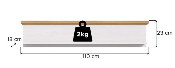 Wandboard Mirano in wei� L�rche und Eiche Artisan Landhaus Wandregal 110 cm
