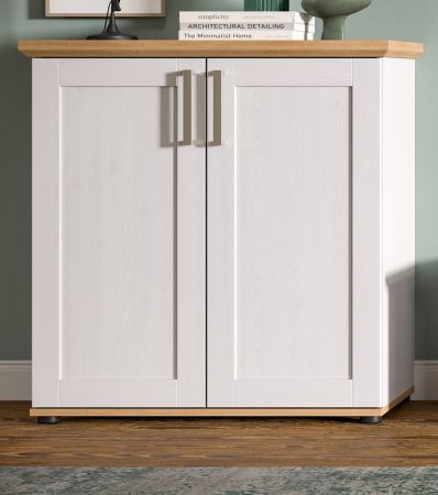 Kommode Mirano in wei� L�rche und Eiche Artisan Landhaus Highboard 84 x 88 cm