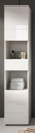 Badezimmer Hochschrank Larik in wei� Hochglanz Badschrank 38 x 190 cm