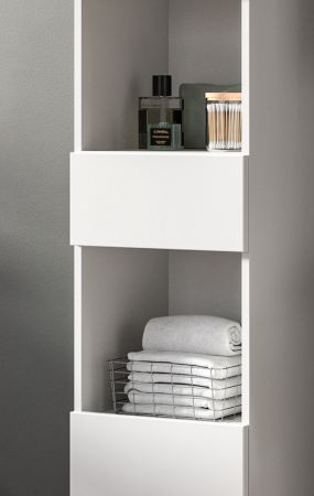 Badezimmer Hochschrank Larik in wei� Hochglanz Badschrank 38 x 190 cm