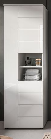 Badezimmer Hochschrank Larik in wei� Hochglanz Badschrank 60 x 190 cm