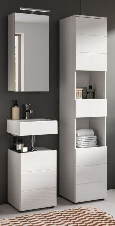 Badm�bel Set 3-teilig Larik in wei� Hochglanz Badkombination 91 x 190 cm