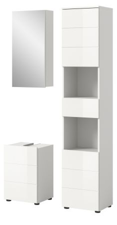 Badm�bel Set 3-teilig Larik in wei� Hochglanz Badkombination 91 x 190 cm