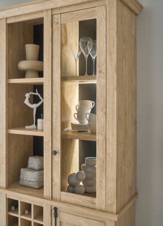 Wohnwand Dorset in Eiche Gold Landhaus Wohnkombination 4-teilig 382 cm, Soft-Close