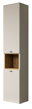 Badezimmer Hochschrank Jardins in Sand / Kaschmir und Eiche, Badschrank 40 x 186 cm mit Soft-Close