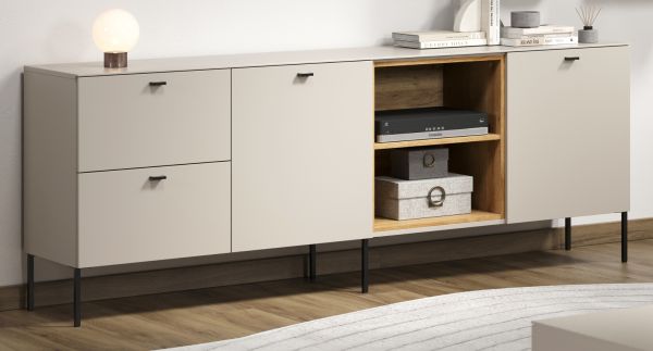 Sideboard Jardins in Kaschmir / Sand und Eiche, Kommode 200 cm mit Soft-Close