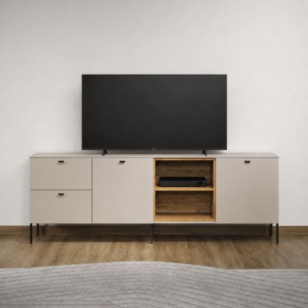 Sideboard Jardins in Kaschmir / Sand und Eiche, Kommode 200 cm mit Soft-Close