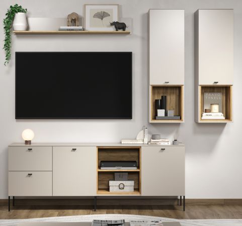 Wandboard Jardins in Kaschmir / Sand und Evoke Eiche Wandregal 140 cm