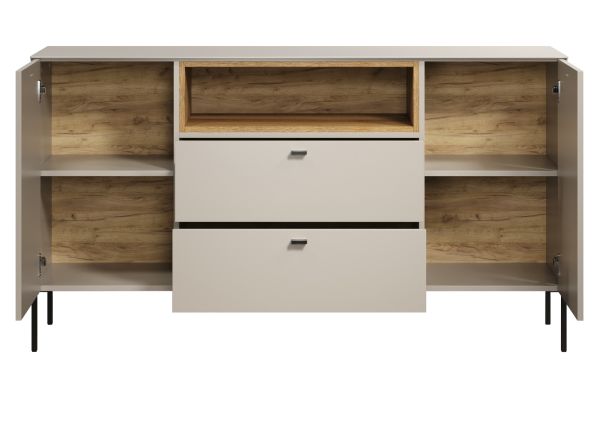 Sideboard Jardins in Kaschmir / Sand und Evoke Eiche, Kommode 154 cm mit Soft-Close