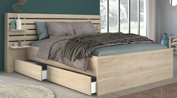 Parisot Stauraumbett Escale4 in Eiche japanisch Bett Liegefl�che 180 x 200 cm