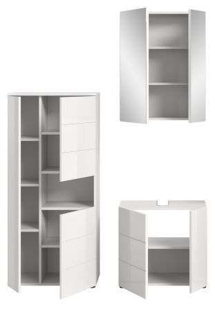 Badm�bel Set 3-teilig Larik in wei� Hochglanz Badkombination 135 x 190 cm