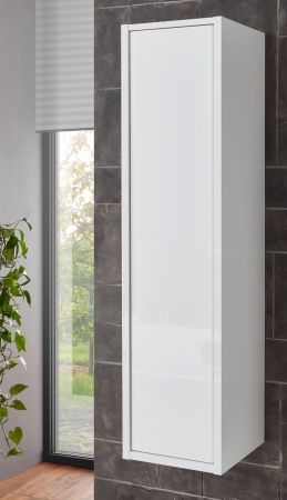 Badm�bel Set 3-teilig Glide in wei� Hochglanz und Eiche mit LED Beleuchtung 100 x 190 cm